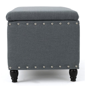 English Elm Storage Ottoman Bench with Hinged Lid Padded Seat Living Room Coffee Table 60581.00CCL