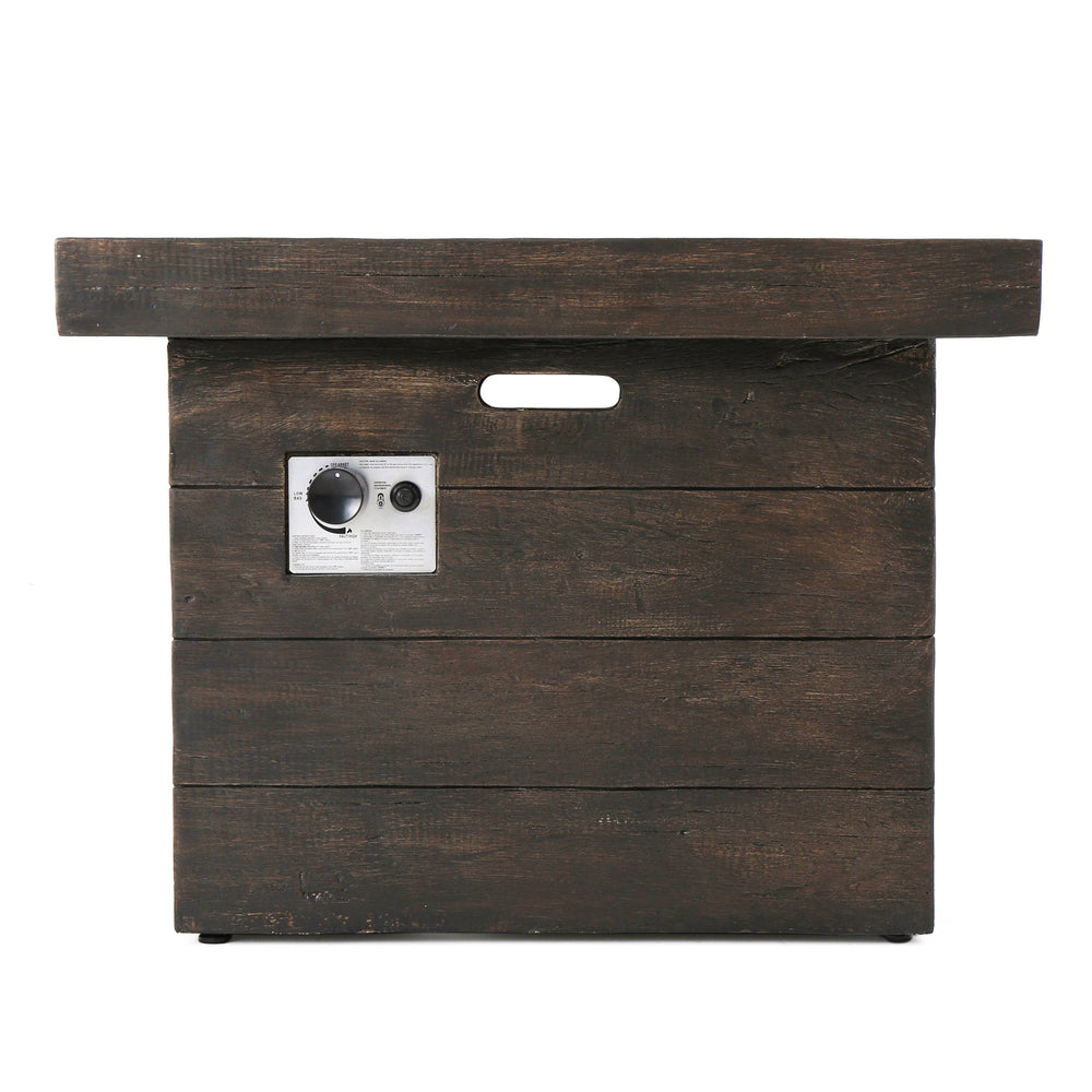 English Elm Anchorage Square Mgo Wood Burning Fire Pit Outdoor Patio Heat 40000 Btu Grey 57551.00BRN-40K