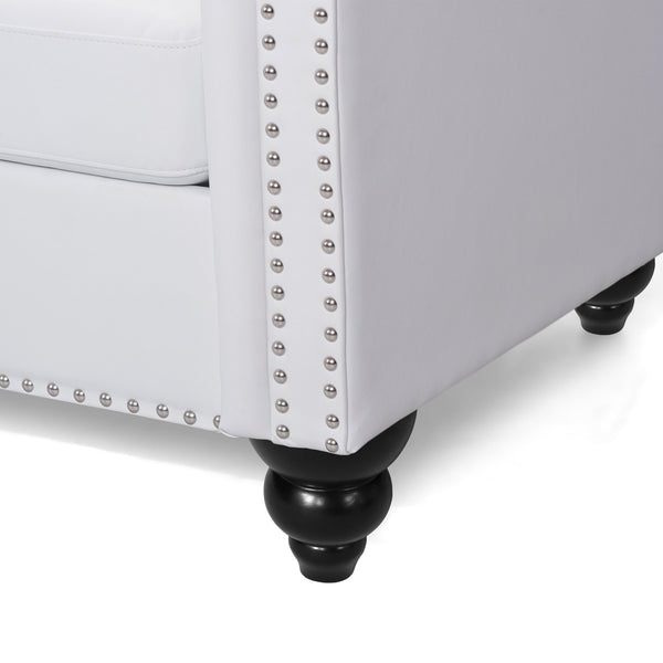 English Elm Christopher Knight Home® - SOFA Chesterfield-inspired 3-seater with deep button tufting, nailhead trim, low back and plush PU upholstery White 68326.00