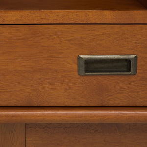 English Elm Draper - Stylish Mid Century Wide Bookcase In Teak Brown With Storage Drawers For Modern Spaces B136P158160