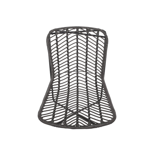 English Elm Gatlin Woven Wicker Outdoor Accent Chair Set Bohemian Curved Shell with Geometric Base 70650.00GRY