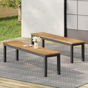 English Elm Lindsey Outdoor Acacia Wood Slat Bench with Metal Base for Patio and Garden Spaces 71986.00