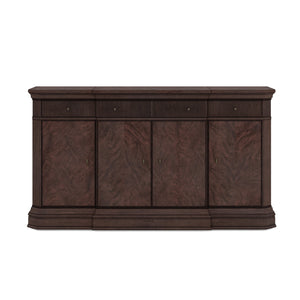A.R.T. Furniture Revival Credenza: Elegant Napa Mahogany Storage With Adjustable Shelves, Soft Close Doors & Timeless Design Brown Rubberwood Solids,Quarter Mahogany Veneer,Resin,Metal 328250-1730