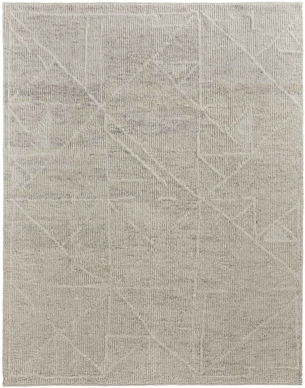 Feizy Rugs Alford Hand Knotted Wool Rug – Ultra-soft, Neutral Geometric Design For Contemporary Spaces Ivory,Tan Wool Alf6921fivybgej55