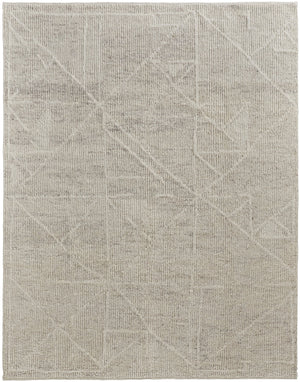 Feizy Rugs Alford Hand Knotted Wool Rug – Ultra-soft, Neutral Geometric Design For Contemporary Spaces Ivory,Tan Wool Alf6921fivybgej55