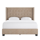 Homelegance By Top-Line Harlyn Tufted Linen Wingback Bed Beige Linen