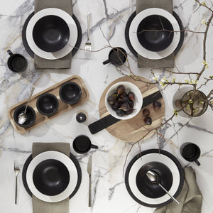 Lenox LX Collective Black 12-Piece Dinnerware Set White, BLACK PORCELAIN 895250