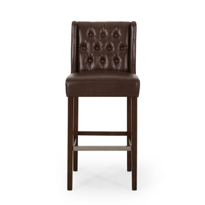 English Elm Christopher Knight Home® - BARSTOOL sleek PU upholstered counter stool with sturdy frame, ergonomic seat and modern minimalist design Dark Brown 70678.00PUDBRN