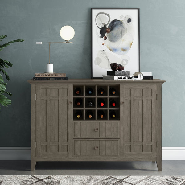English Elm Bedford Sideboard Buffet With Wine Rack - Rustic Farmhouse Grey Storage For Dining & Living Spaces B136P158483