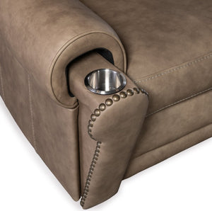 Hooker Furniture Duncan Power Recliner With Zero-Gravity Recline, Power Headrest & Lumbar, Usb Port, Nailhead Trim Light Brown SS635-PHZL1-082