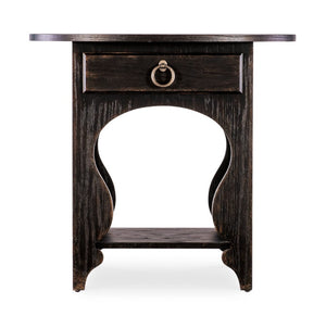 Hooker Furniture Americana Vintage Oval Nightstand With One Self-Closing Drawer, Honey Interior & Carved Legs Blacks 7050-90115-89