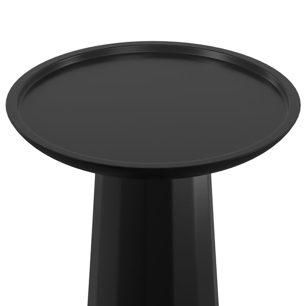 English Elm Dayton Handcrafted Wooden Accent Table with Sculptural Textured Finish — Multipurpose End or Side Table Black B136P158435