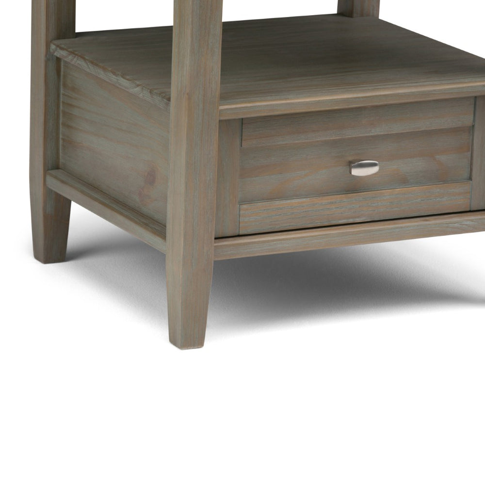 English Elm Warm Solid Wood 20-Inch Transitional End Table In Distressed Grey - Stylish Storage For Any Room B136P159706-GIGA