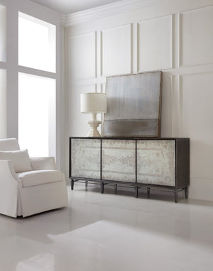 Hooker Furniture Melange Rosella Console With Hand-Painted Eglomise Glass, Soft-Close Storage & Electronics-Ready 638-85463-647