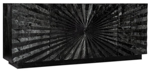 Hooker Furniture Commerce Solid Wood Open Space Entertainment Console – Transparent Black Grain, Ventilated Storage, Fits 75" Tv, 78" W 7228-55027-99