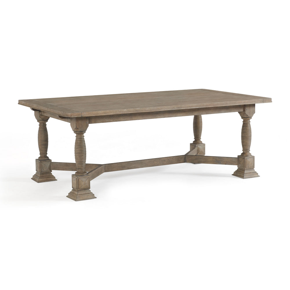 A.R.T. Furniture Reforma Trestle Dining Table - Extendable 84-128" Plank Surface, Rustic Oak Finish, Seats 8 Comfortably Brown Parawood Solids,Random Match Flaky Oak Veneers 324238-2358