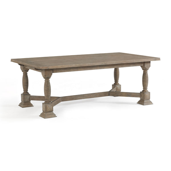 A.R.T. Furniture Reforma Trestle Dining Table - Extendable 84-128" Plank Surface, Rustic Oak Finish, Seats 8 Comfortably Brown Parawood Solids,Random Match Flaky Oak Veneers 324238-2358