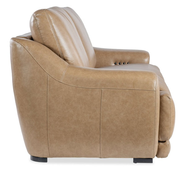 Hooker Furniture Wayward Power Sofa By Hooker Furniture Upholstery — Latte Semi-Aniline Leather, Power Recline & Headrests Brown SS650-PH3-070