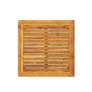 English Elm Aston Outdoor 4 Piece Acacia Wood Chat Set with Mid Century Slat Panel Design 72996.00-72997.00-74099.00DGRY