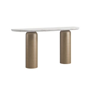A.R.T. Furniture Verge Console Table with Polished Marble Top and Sculptural Metallic Base for Modern Interiors 337314-1043BS