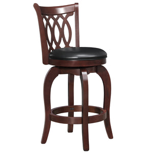 Homelegance By Top-Line Harvey Cherry Finish Scroll Back Swivel 24" Counter Height Stool Black Solid Wood