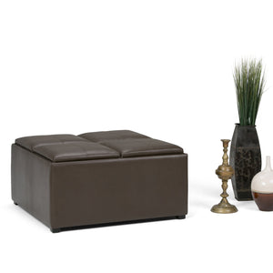 English Elm Avalon - Stylish Square Storage Ottoman Coffee Table In Chocolate Brown For Modern Living Spaces B136P159745