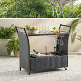 Christopher Knight Home® Bahama Outdoor Wicker Bar Cart with Tempered Glass Top