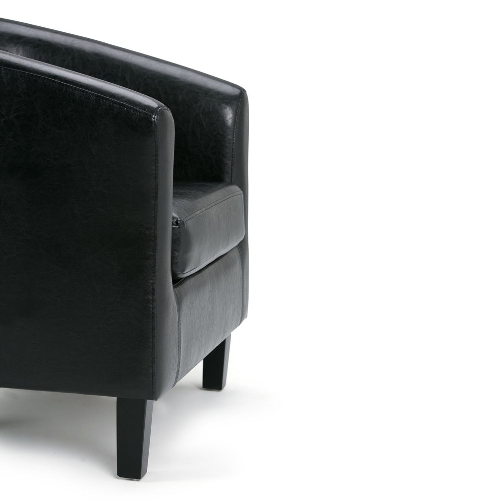 English Elm Austin Tub Chair - Sleek Black Vegan Leather With Solid Wood Legs - Modern Comfort For Any Room B136P159637