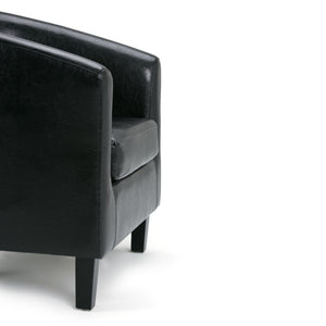 English Elm Austin Tub Chair - Sleek Black Vegan Leather With Solid Wood Legs - Modern Comfort For Any Room B136P159637