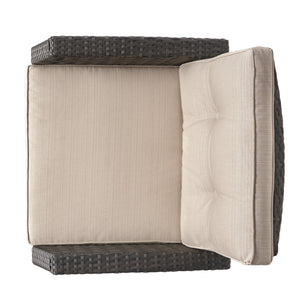 English Elm Christopher Knight Home® - ST MARTA SINGLE SOFA Grey PE Rattan Armchair with Waterproof Cushions, Button-Tufted, Weather-Resistant 57723.00GRY
