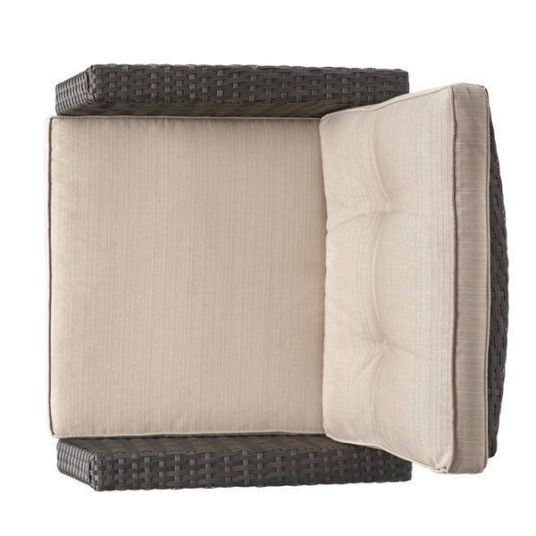 English Elm Christopher Knight Home® - ST MARTA SINGLE SOFA Grey PE Rattan Armchair with Waterproof Cushions, Button-Tufted, Weather-Resistant 57723.00GRY