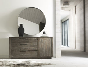 Bernhardt Bernhardt Oakley Mirror Gray Mist 44" Round Steel Frame — Mid-Century Modern 70S Revival Focal Point 303333