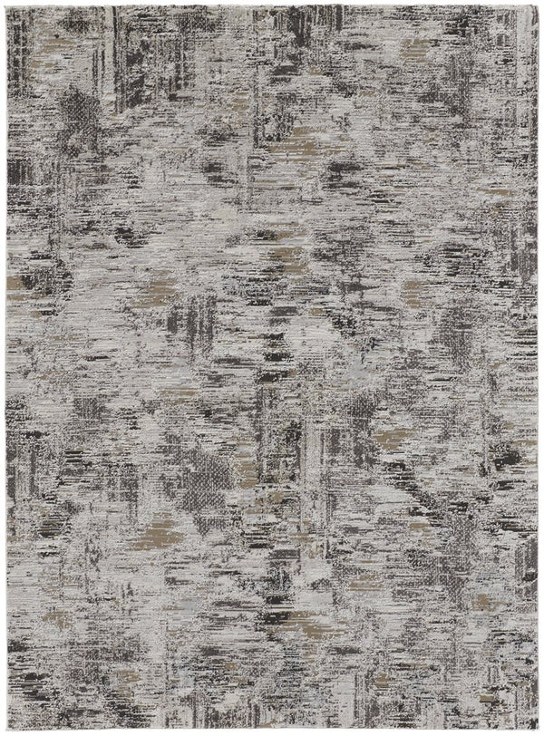 Feizy Rugs Vancouver Abstract Distressed Area Rug - Durable Polypropylene Blend For Contemporary Living Spaces Ivory,Gray,Brown Polypropylene,Polyester Vnr39fhfivychlf05