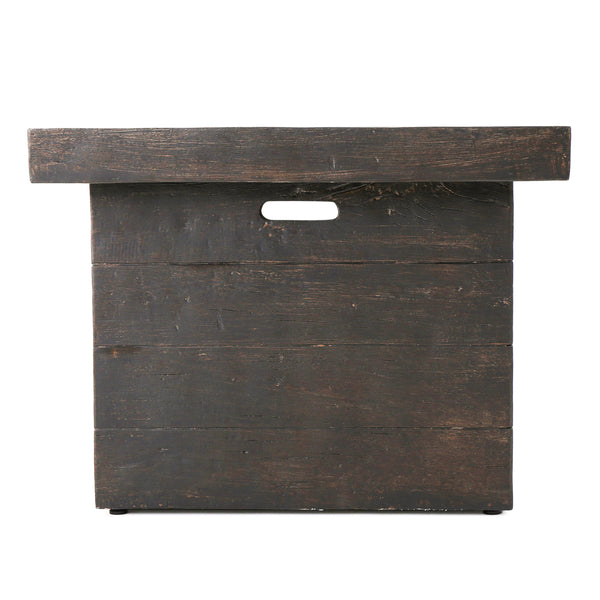English Elm Anchorage Square Mgo Wood Burning Fire Pit Outdoor Patio Heat 40000 Btu Grey 57551.00BRN-40K