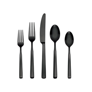 Lenox Oneida Ryder Satin Black 20-Piece Flatware Set Metallic, STAINLESS METAL 897335