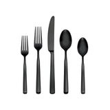 Oneida Ryder Satin Black 20-Piece Flatware Set, Elegant Ridge Design, Dishwasher Safe