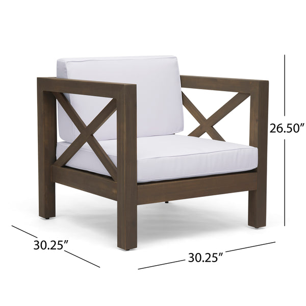 English Elm Brava Outdoor Acacia Wood Club Chair with Slatted Cross-back Mid-century Patio Design 65545.00WHI