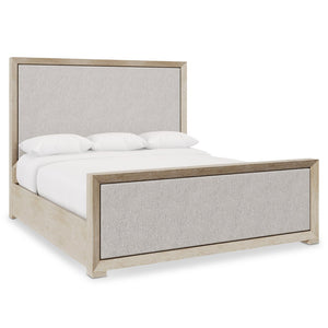 Bernhardt Bernhardt Prado Panel Bed With Tawny Wood Frame, Upholstered Insets, Rustic Modern Elegance K1889