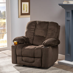 English Elm Christopher Knight Home® - Luxurious Manual Recliner Chair with Skin-Friendly Fabric, Dual Cup Holders, Ergonomic Padded Comfort Chocolate 57578.00CHO