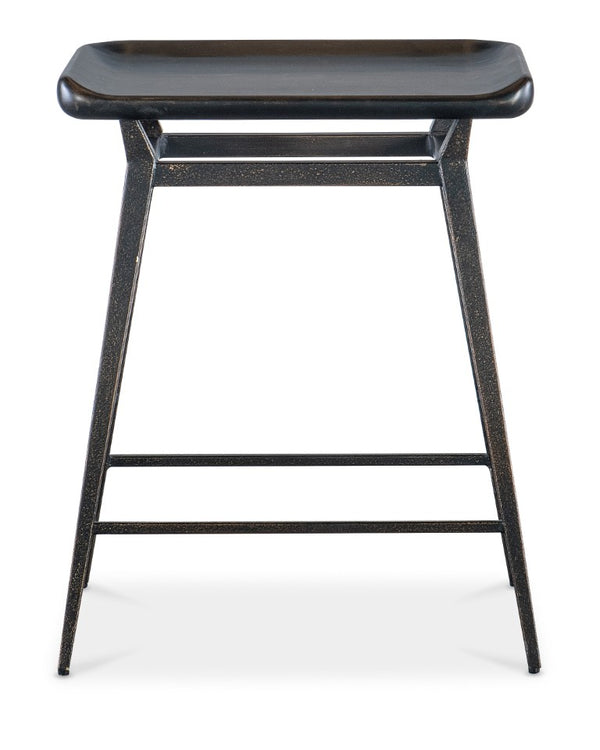 Hooker Furniture Retreat Scooped Wood Counter Stool With Dune Translucent Veneer And Matte Metal Base, Industrial Chic Comfort Black 6950-50008-99