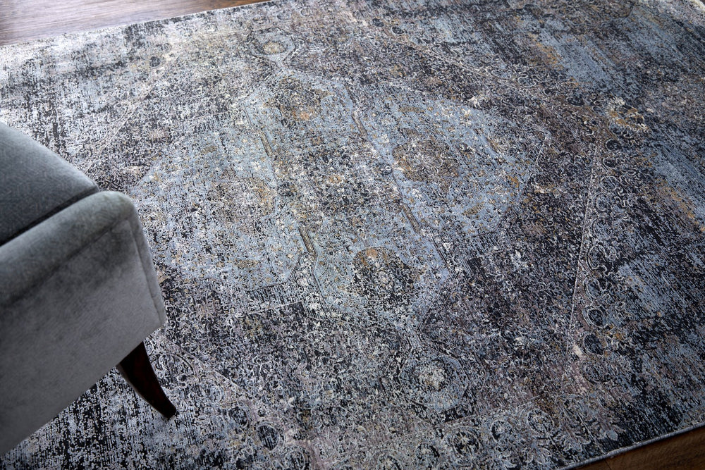 Feizy Rugs Sarrant Luxurious Medallion Rug - Viscose/Polyester Blend With Elegant Color Gradients & Soft Touch Gray,Silver,Ivory Viscose,Polyester 9193963fsmk000i8a