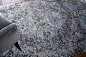 Feizy Rugs Sarrant Luxurious Medallion Rug - Viscose/Polyester Blend With Elegant Color Gradients & Soft Touch Gray,Silver,Ivory Viscose,Polyester 9193963fsmk000f06