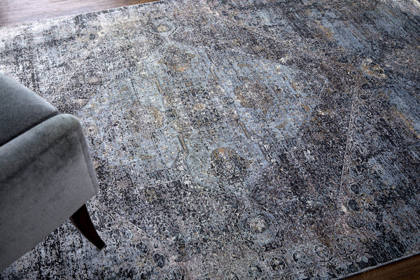 Feizy Rugs Sarrant Luxurious Medallion Rug - Viscose/Polyester Blend With Elegant Color Gradients & Soft Touch Gray,Silver,Ivory Viscose,Polyester 9193963fsmk000f06