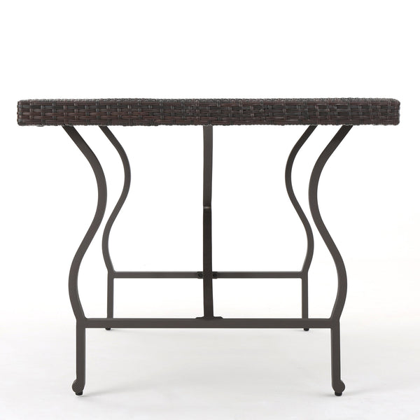 English Elm Christopher Knight Home® - COSTA Outdoor Costa Mesa 70 Antique Brown PE Rattan Dining Table 70" Wicker Patio Centerpiece 60743.00