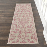 Nourison Jubilant JUB09 Machine Made Power-loomed Borderless Design Indoor Only Vintage  Rug Ivory Pink, Ivory Pink 100% Polypropylene 99446221360