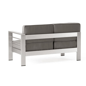 English Elm Cape Coral Outdoor Sectional Sofa Set with Aluminum Frame and Glass Top Coffee Table 57589.00