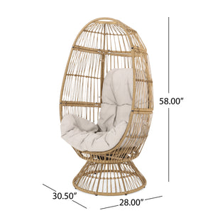 English Elm Christopher Knight Home® - RESEDA Swivel Egg Chair with Faux Rattan Basket, Water-Resistant Cushion, Handcrafted Comfort Natural 67931.00LBGE