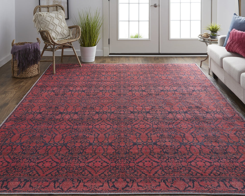 Feizy Rugs Voss Collection Transitional Polyester Trellis Rug - Bold Colors & Unique Design For Every Space Red,Black Polyester Vos39h6fpnk000g21