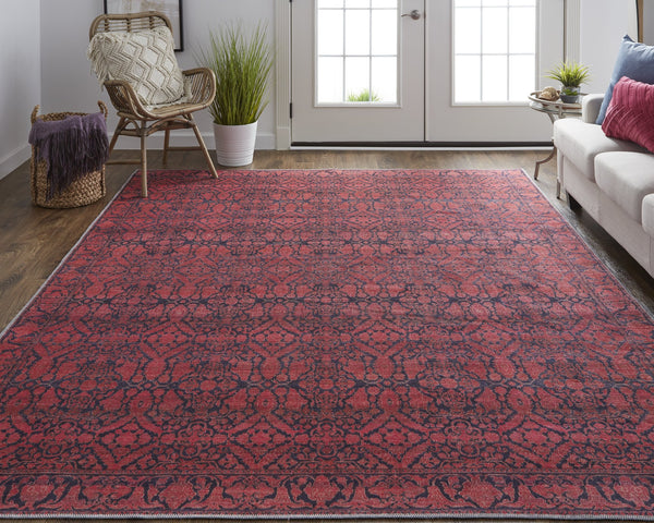 Feizy Rugs Voss Collection Transitional Polyester Trellis Rug - Bold Colors & Unique Design For Every Space Red,Black Polyester Vos39h6fpnk000g21
