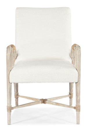 Hooker Furniture Serenity Arm Chair With Macrame Artic Upholstery, Rope-Wrapped Arms, Surf Finish & X Base Support 6350-75700-80